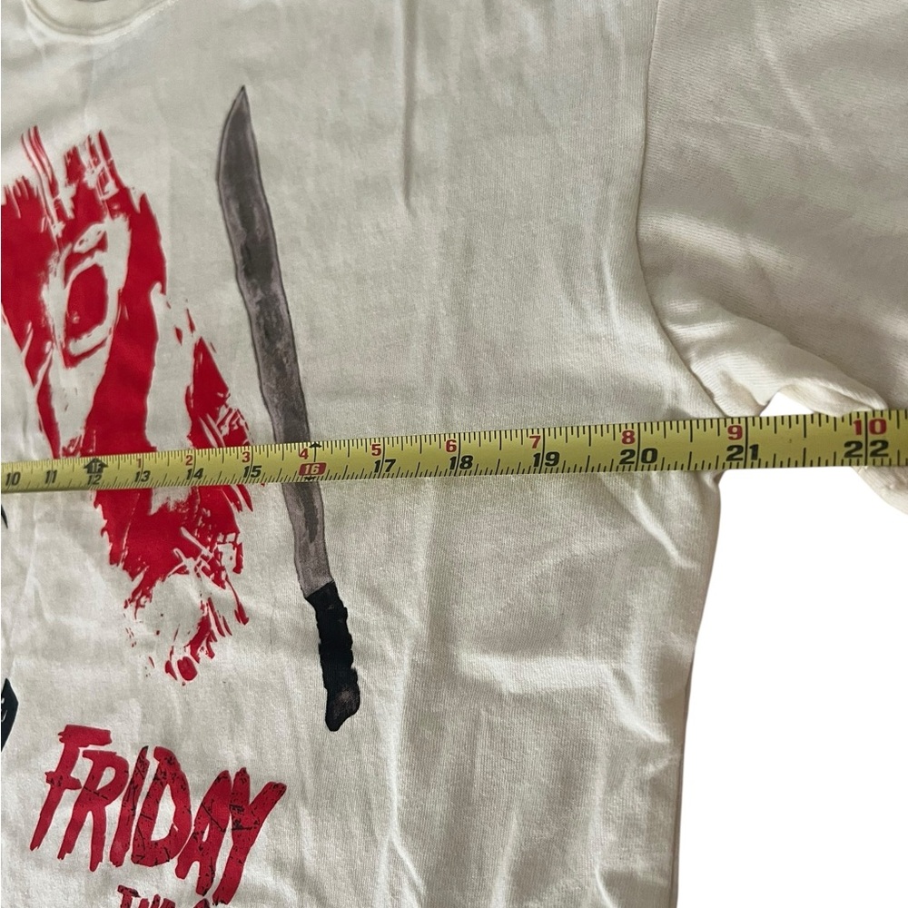 New Friday The 13th Jason Mask Mens White Vintage Throwback T-Shirt Large - Picture 8 of 8